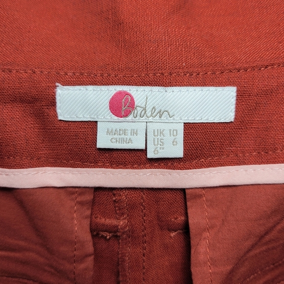 Boden St Ives Paperbag Tie Waist Linen Shorts Rust Size 6 - Picture 7 of 8